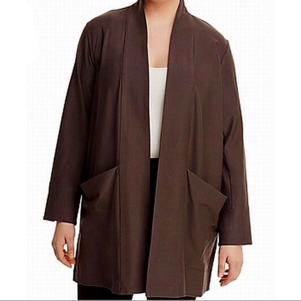 EILEEN FISHER Open-Pocket Tunic Jacket in Taupe